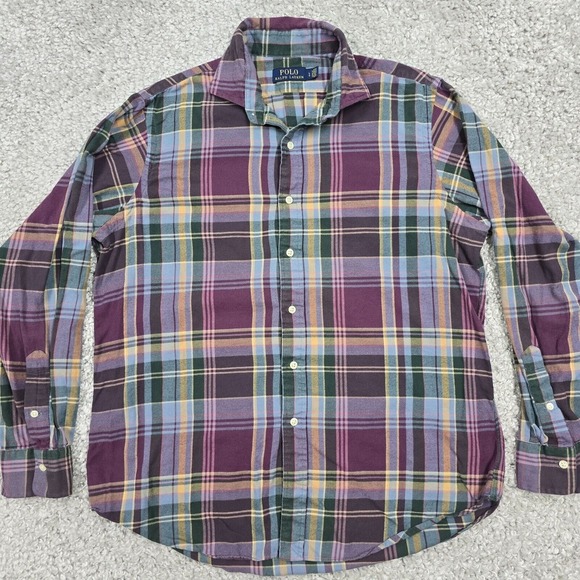 Polo Ralph Lauren Shirt Mens‎ Large Colorful Plaid Button Up Long Sleeve Office - Picture 2 of 10